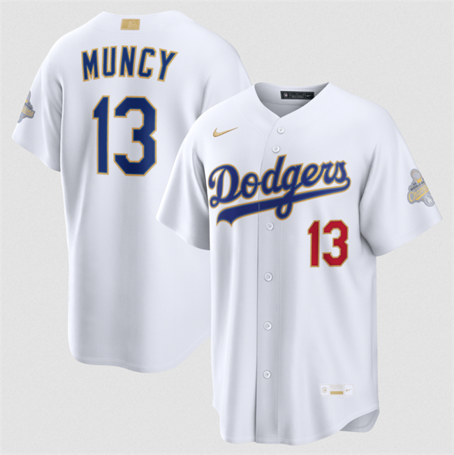 Men's White Los Angeles Dodgers #13 Max Muncy 2026 Gold Collection Stadium Stitched Baseball Jersey
